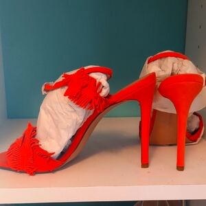 New Elegant suede Tangerine High Heel Sandals. Banana Republic. Never Worn!